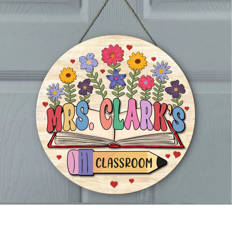 Wooden Classroom Door Sign