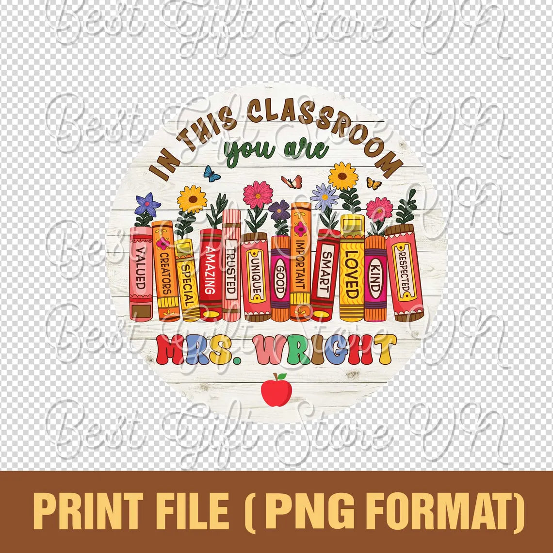 Inspirational Classroom Door Sign – Personalized Teacher Name Wooden Sign (Copy)