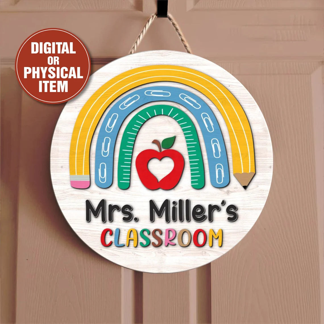 Personalized Wooden Classroom Door Sign – Back to School Teacher Gift