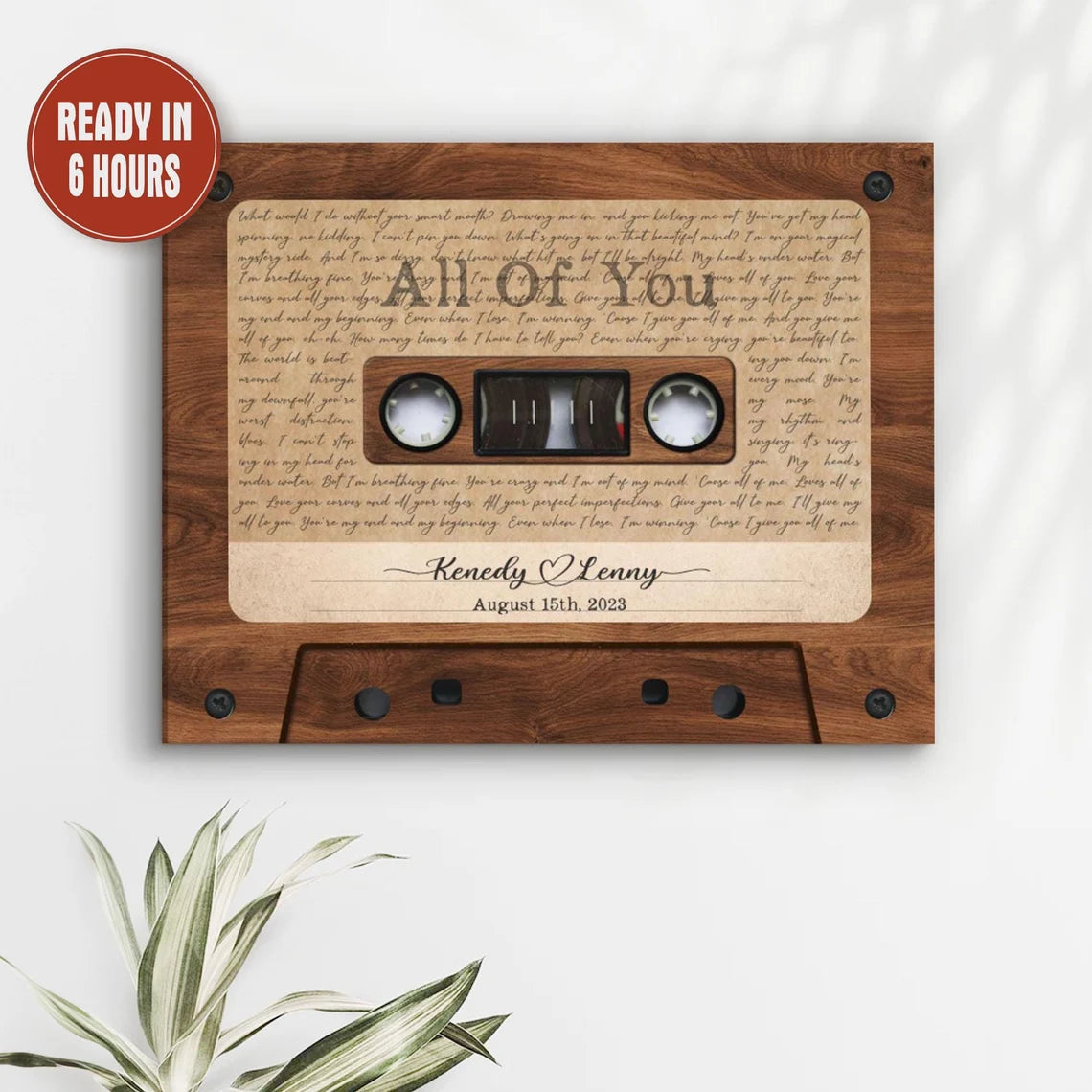 Custom Cassette Tape Wall Art with Song Lyrics and Names – Personalized Anniversary Gift