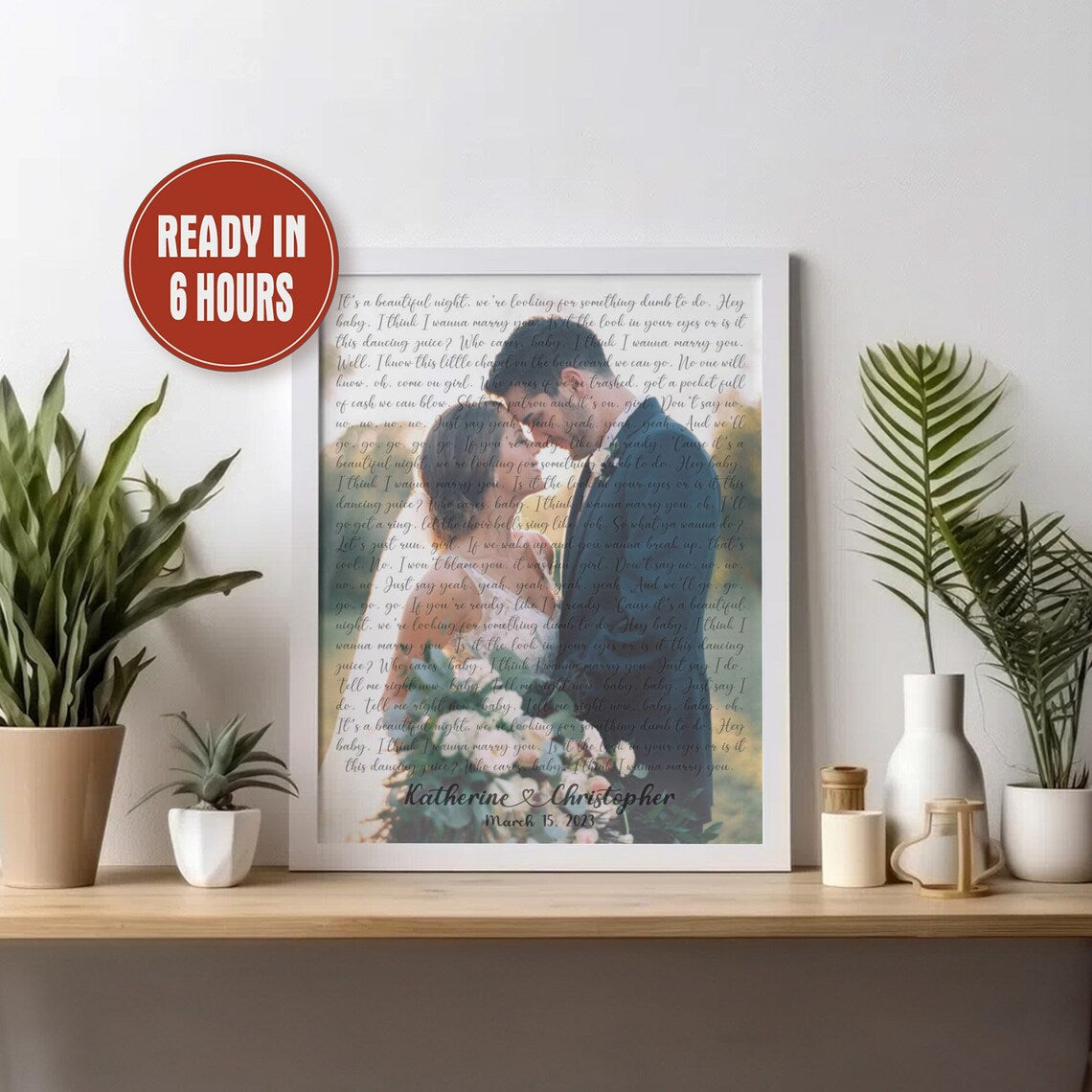 Personalized Wedding Song Lyrics Print with Photo – Custom Couple Wall Art Gift