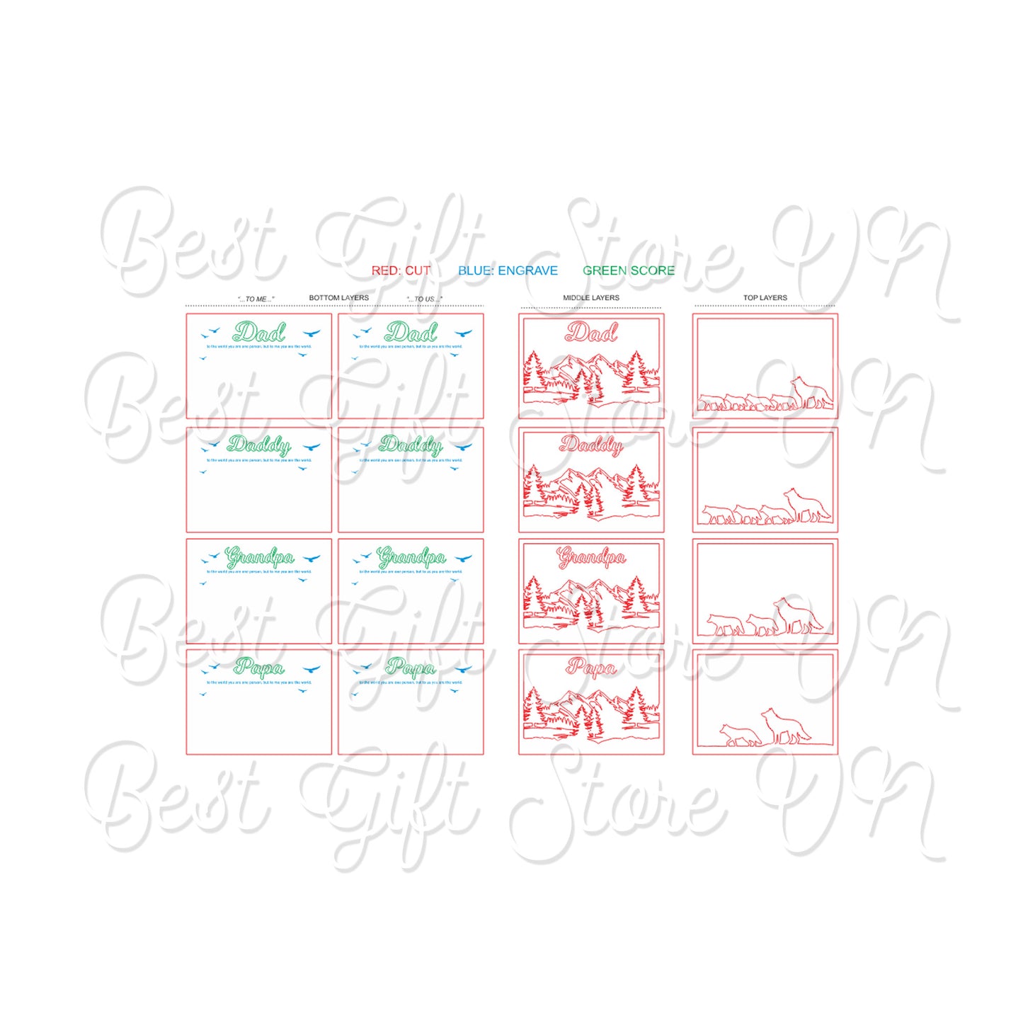 Daddy Wolf Family Laser Cut File SVG for Fathers Day Gift Digital Download for Glowforge and Cricut