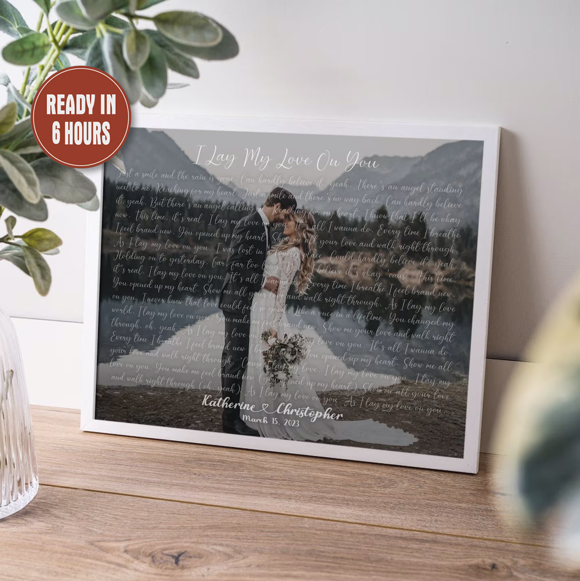 Custom Wedding Song Lyrics Wall Art with Photo – Personalized Romantic Gift for Couples