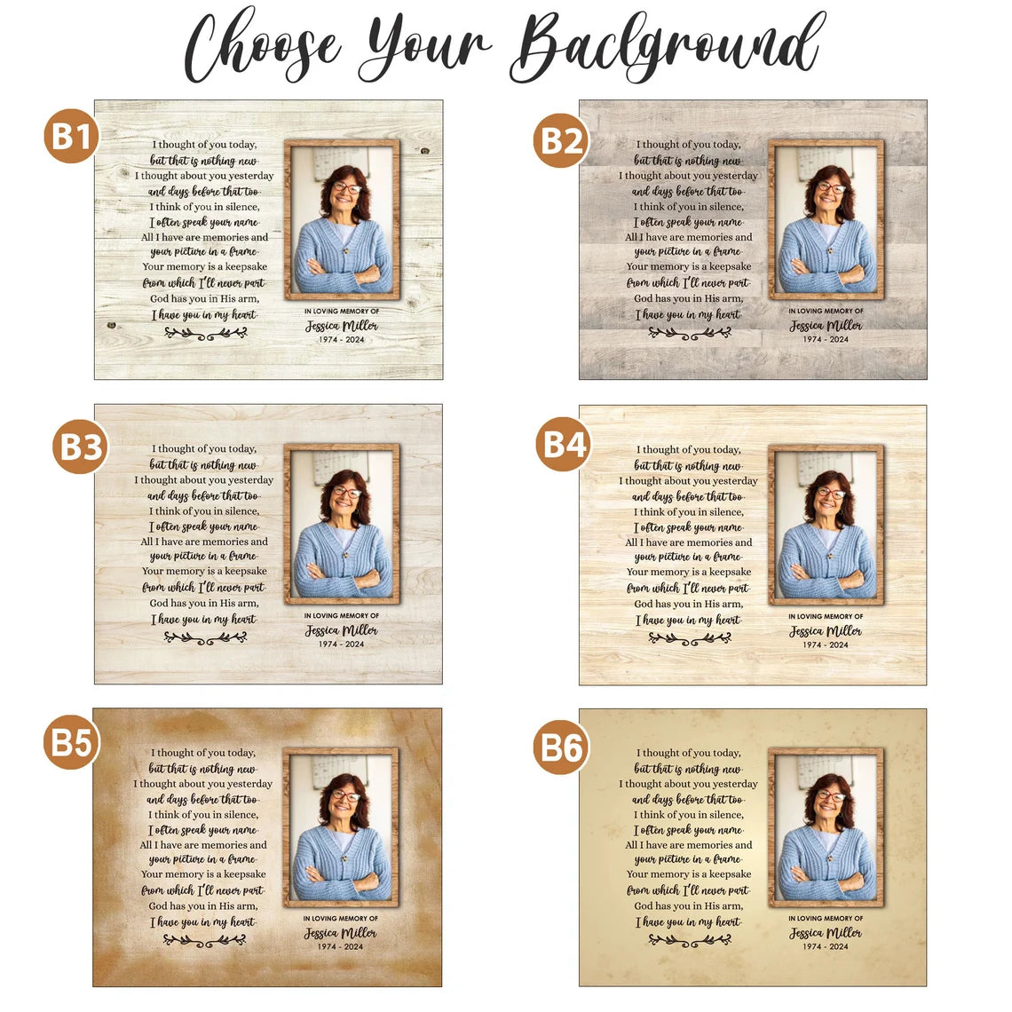 Personalized Memorial Photo Print I Thought of You Today In Loving Memory Gift