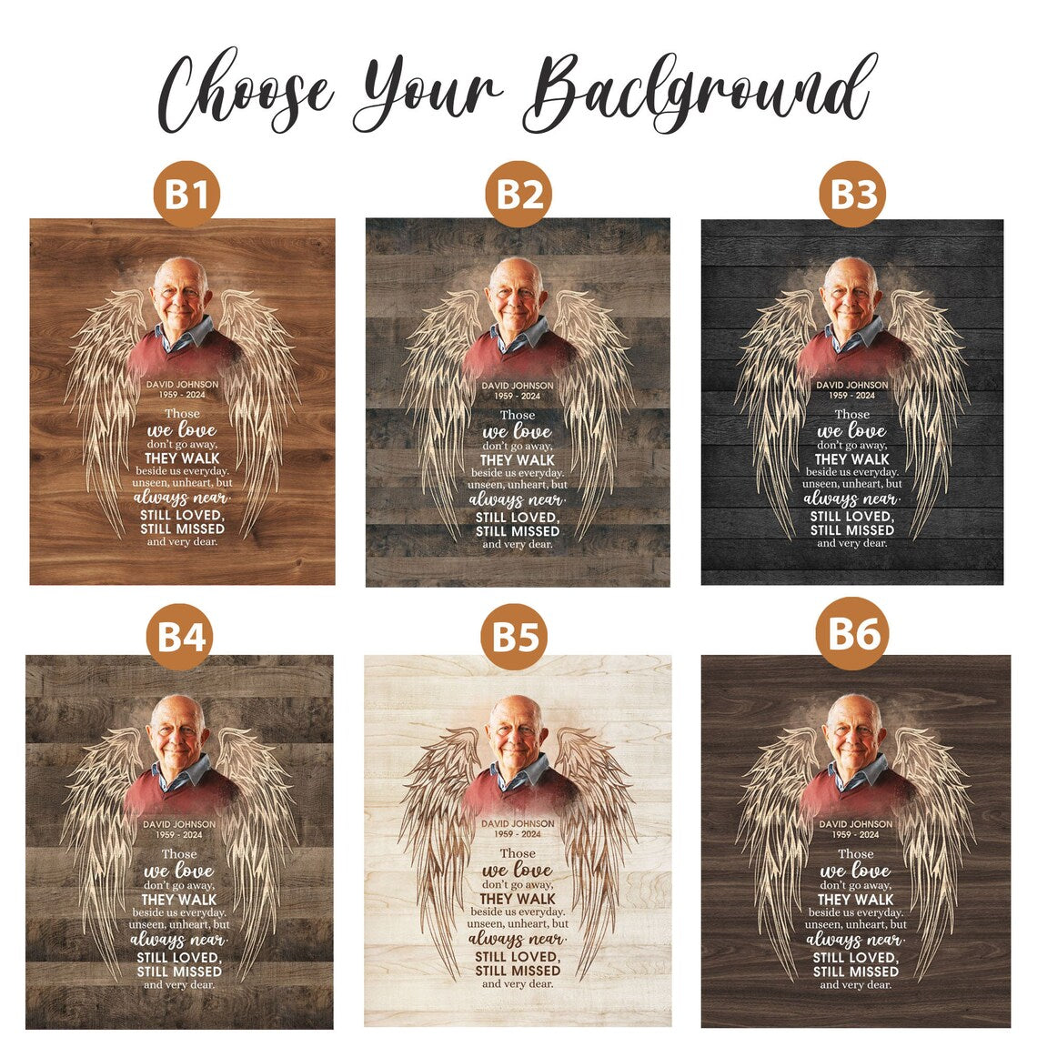 Angel Wings Memorial Wall Art Personalized Photo Print for Loss of Loved One