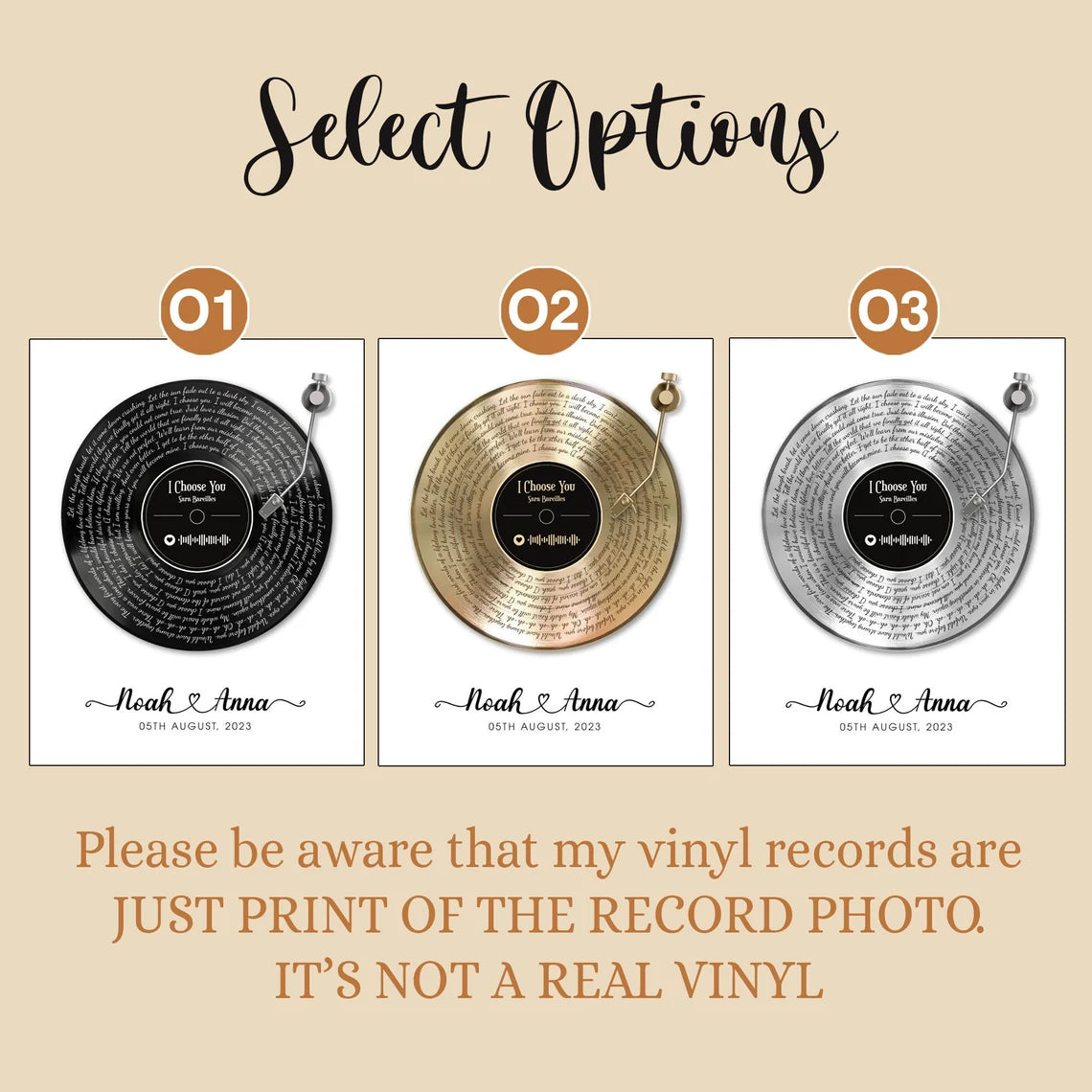 Personalized Vinyl Record Wall Art with Song Lyrics Couple Names and Date