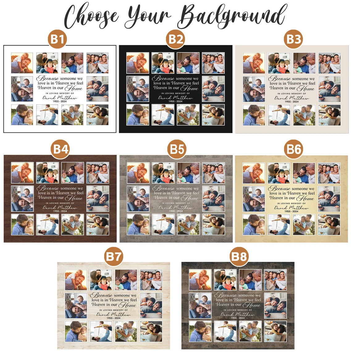Personalized Memorial Photo Collage Wall Art Heaven in Our Home Quote