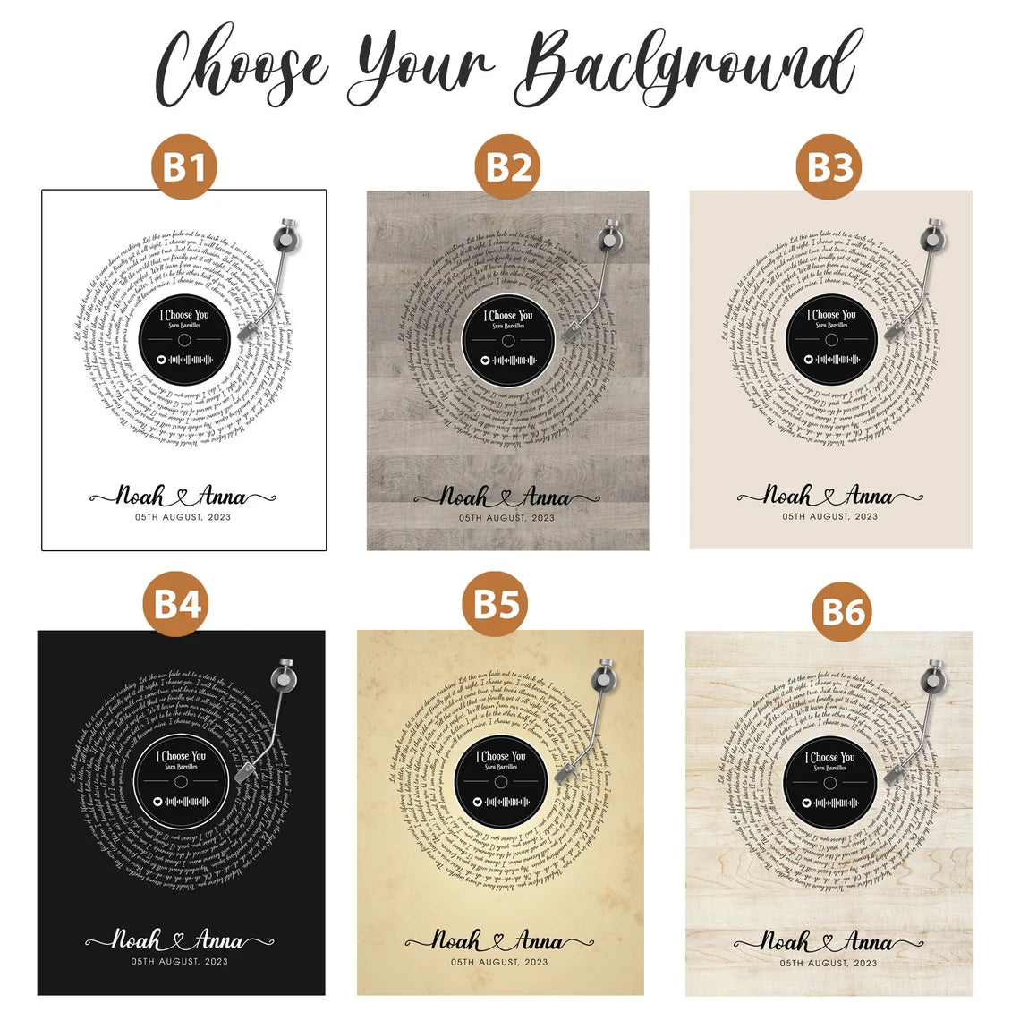 Personalized Vinyl Record Song Lyrics Wall Art Custom Couple Names Gift