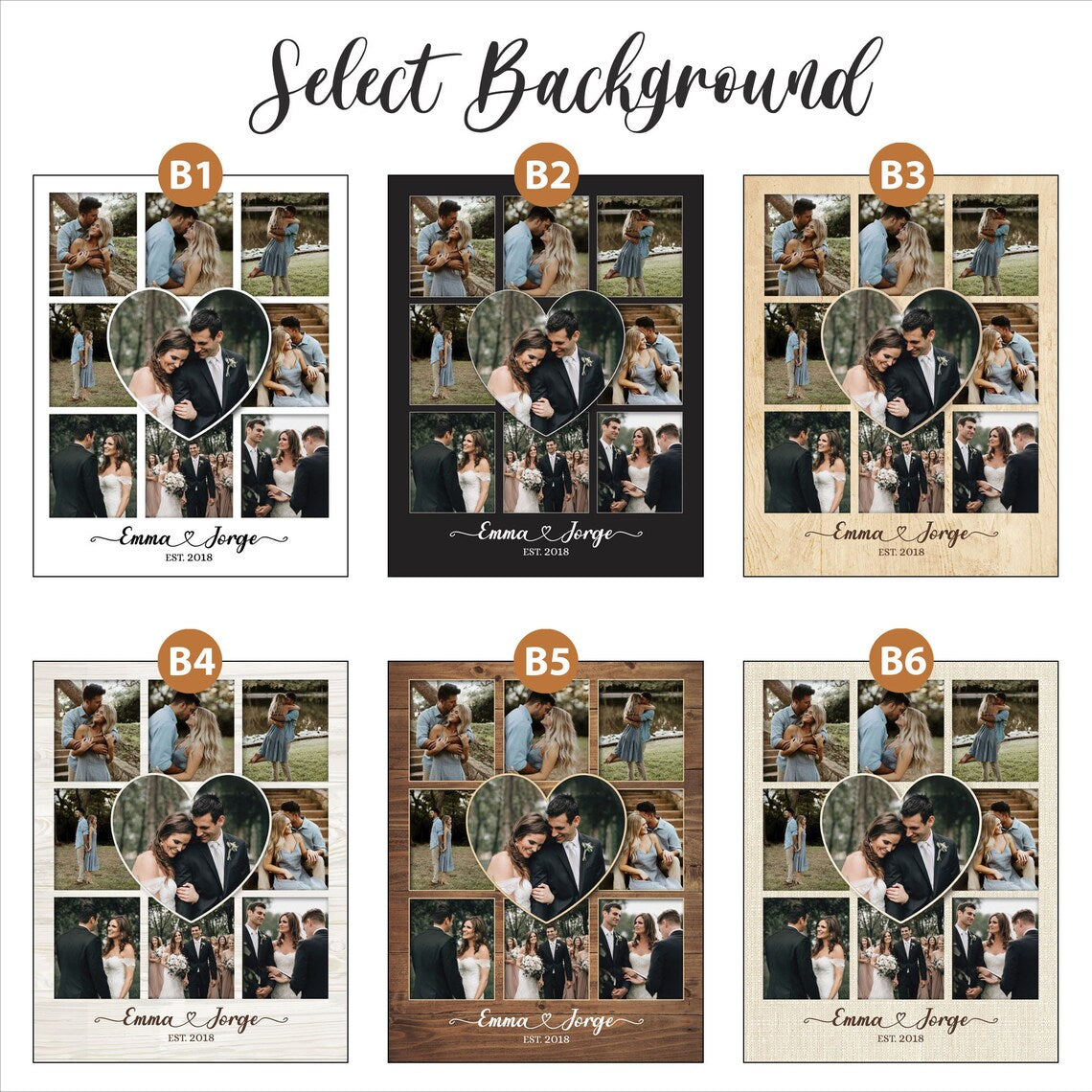 Custom Wedding Photo Collage Personalized Couple Wall Art Gift
