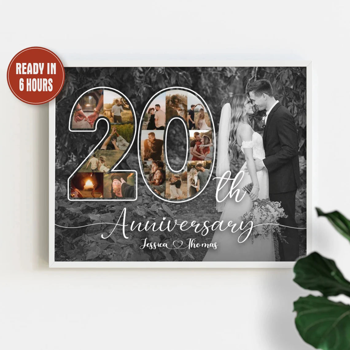 Custom Anniversary Photo Collage – Personalized Number Wall Art (Any Year)