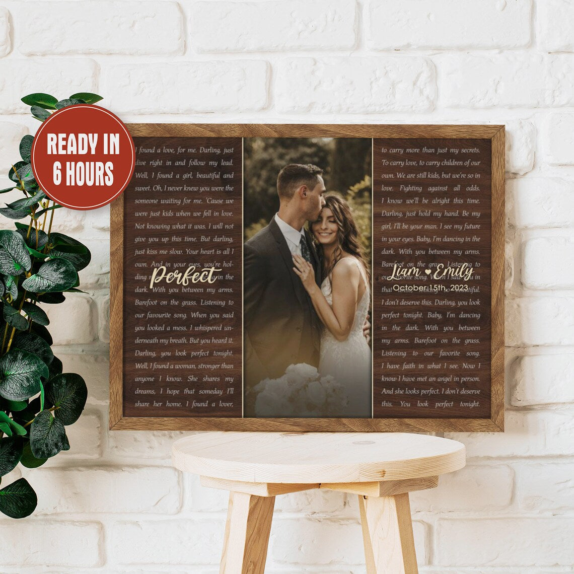 Custom Wedding Photo Wall Art with Song Lyrics – Personalized Anniversary Gift for Couples