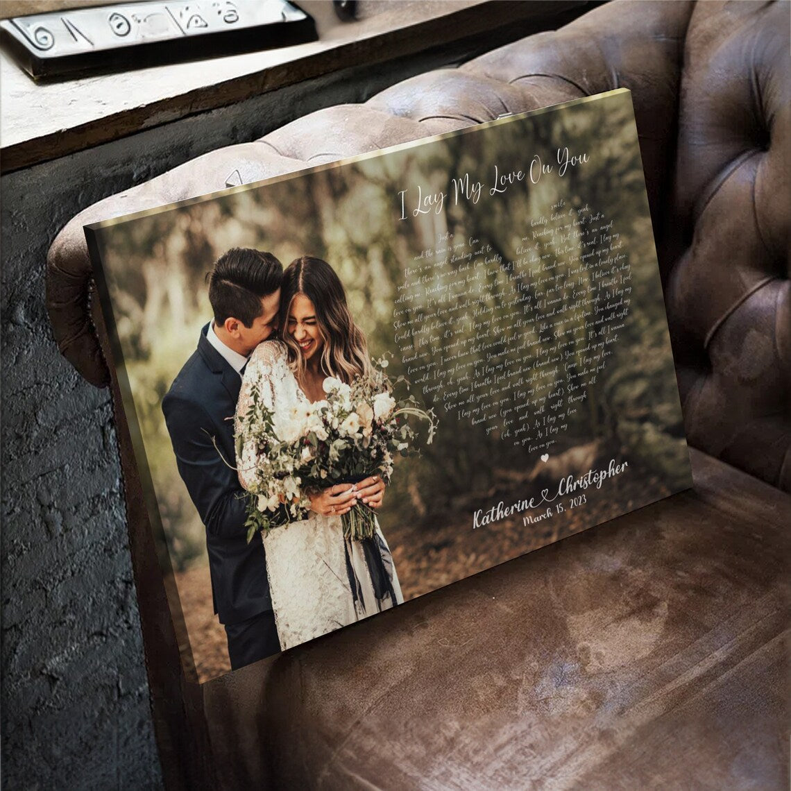 Custom Wedding Song Lyrics Wall Art with Photo – Personalized First Dance Print for Couples