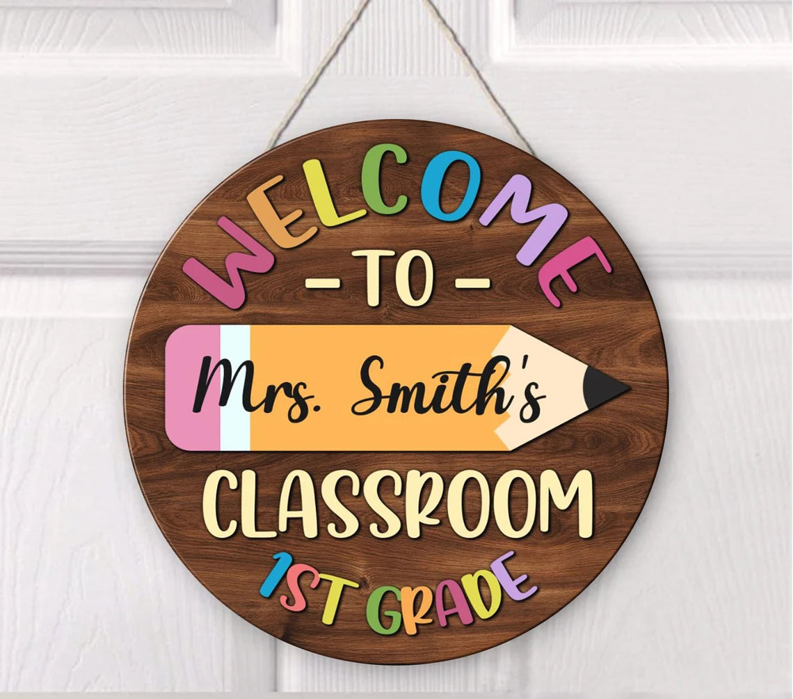 Custom Classroom Door Sign – Personalized Back to School Teacher Gift