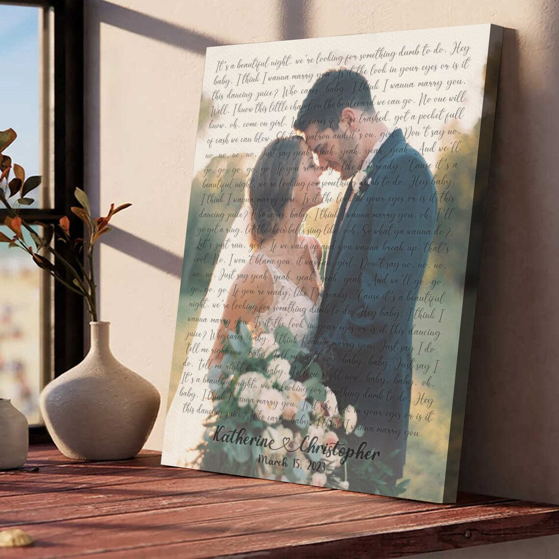 Personalized Wedding Song Lyrics Print with Photo – Custom Couple Wall Art Gift