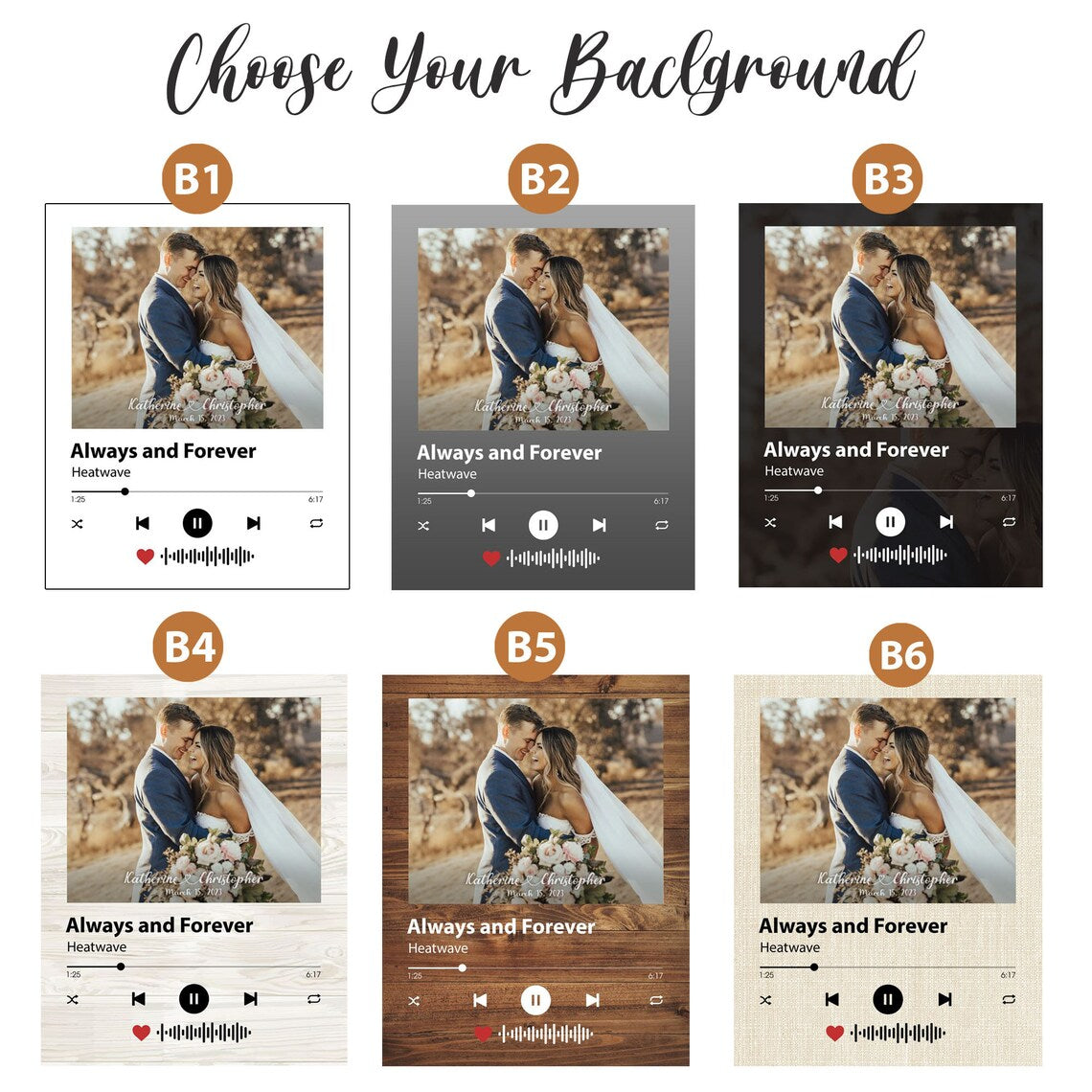 Custom Music Player Wall Art with Couple Photo Song Title and Names
