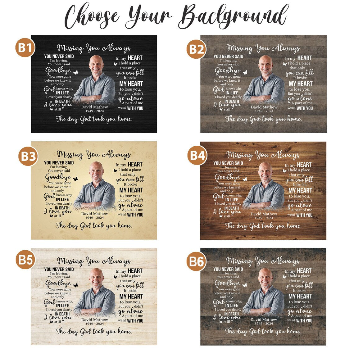Personalized Memorial Wall Art with Photo – Missing You Always Poem