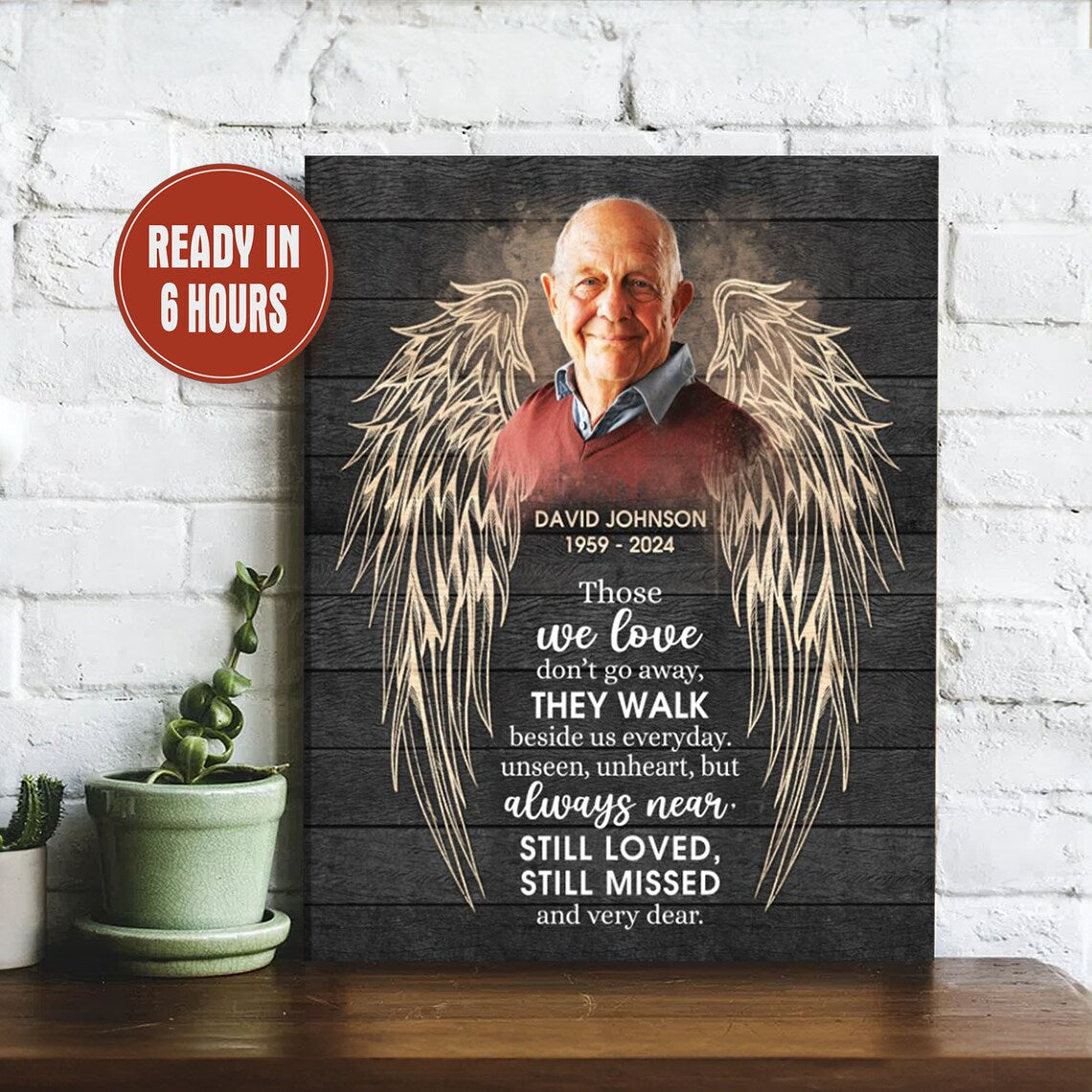 Angel Wings Memorial Wall Art Personalized Photo Print for Loss of Loved One