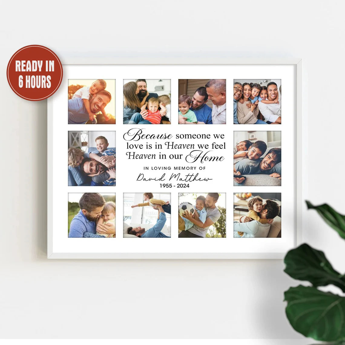 Personalized Memorial Photo Collage Wall Art Heaven in Our Home Quote