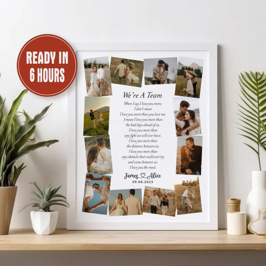 We’re A Team – Personalized Couple Poem Photo Collage Wall Art