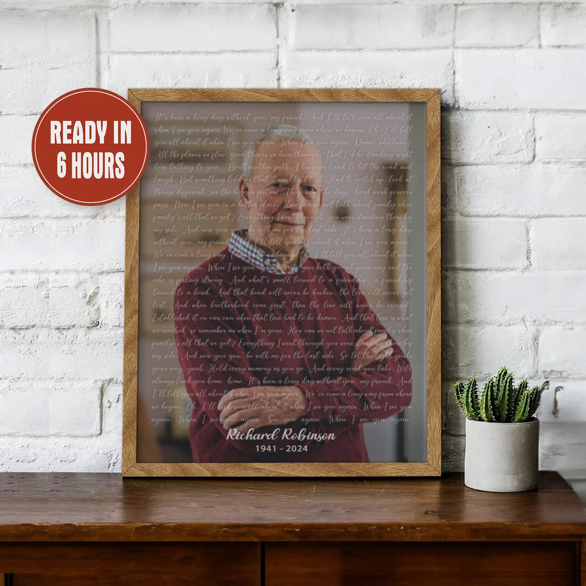 Custom Memorial Photo Print with Song Lyrics – Personalized In Loving Memory Wall Art