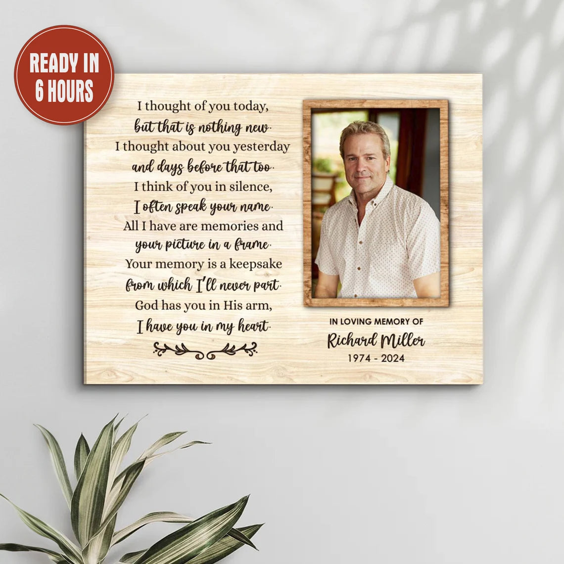 I Thought Of You Today Memorial Photo Print Personalized In Loving Memory Gift