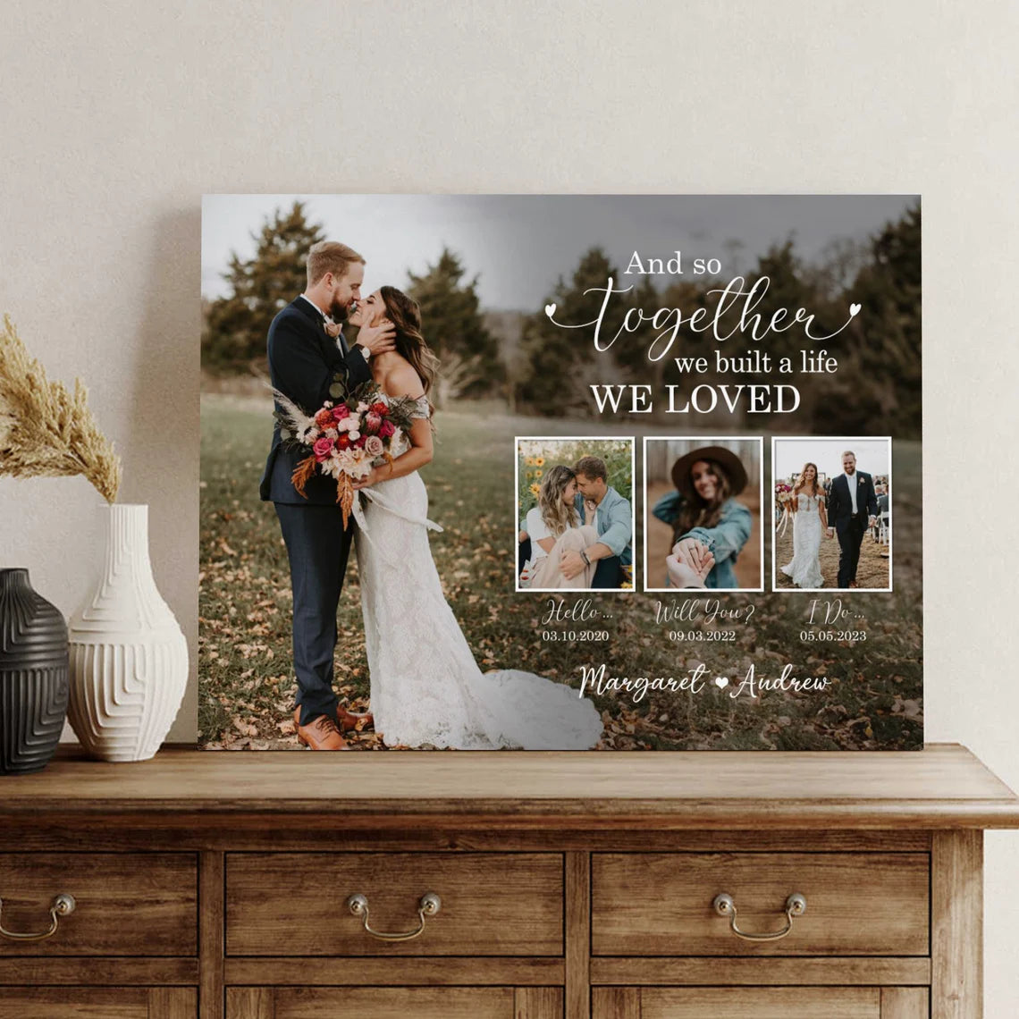 Personalized Wedding Timeline Photo Gift Custom Couple Wall Art Print