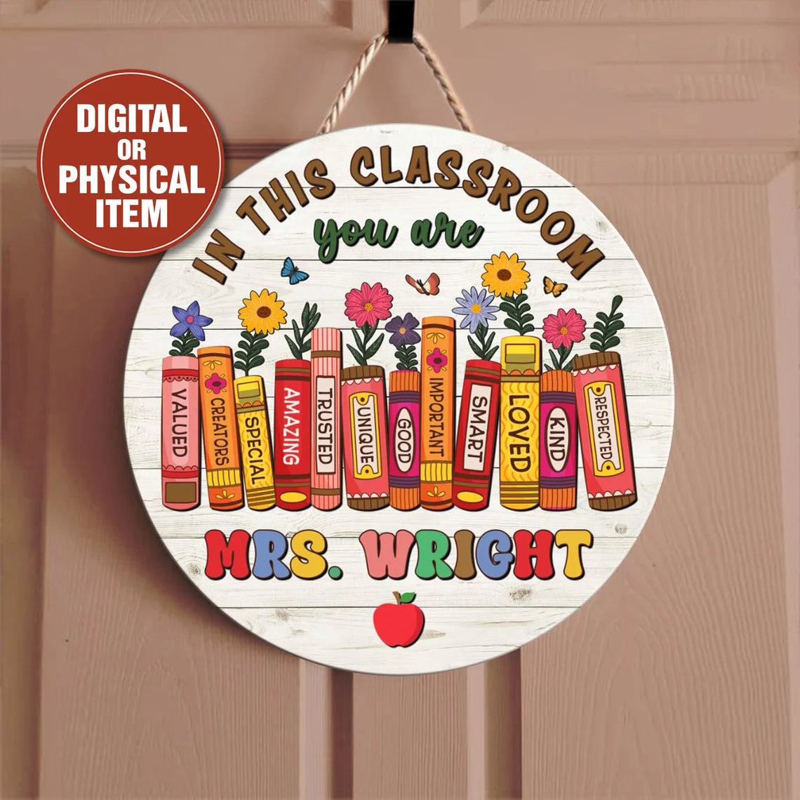 Inspirational Classroom Door Sign – Personalized Teacher Name Wooden Sign (Copy)
