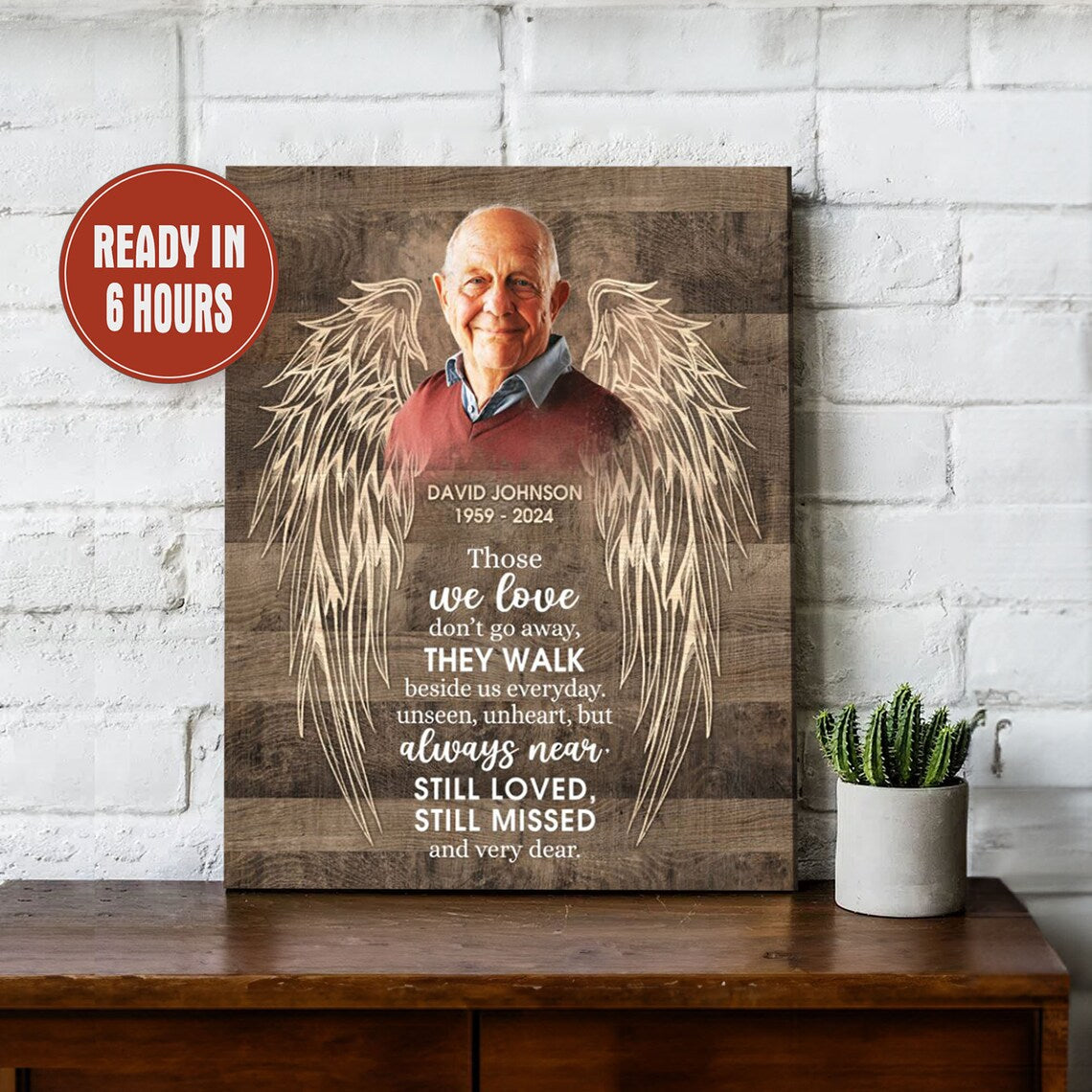 Angel Wings Memorial Wall Art Personalized Photo Print for Loss of Loved One