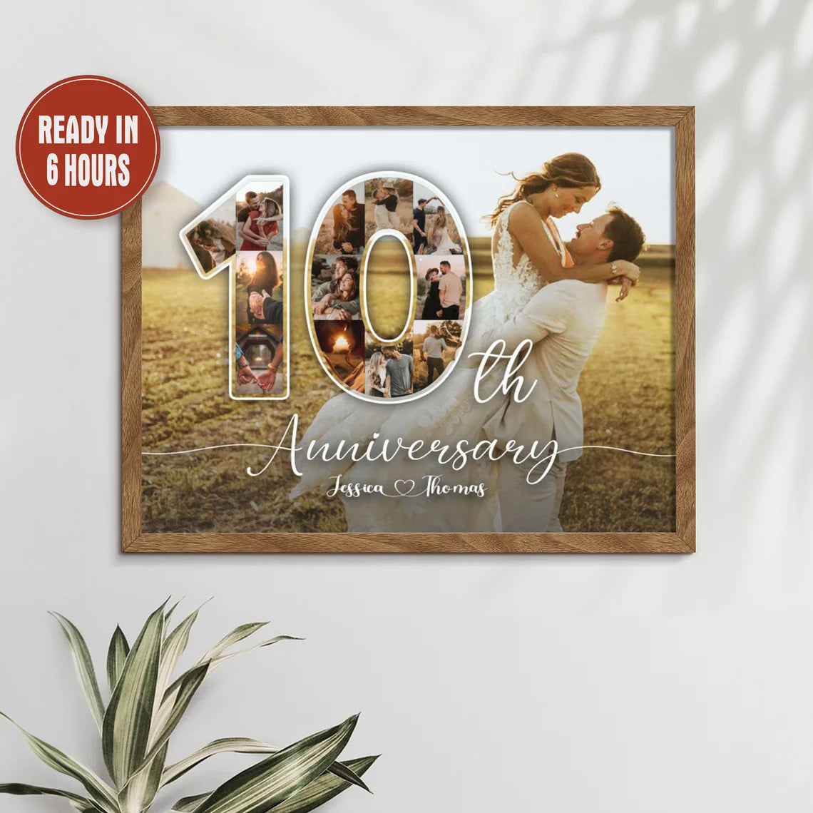 Personalized 10th Anniversary Photo Collage – Custom Couple Wall Art Gift