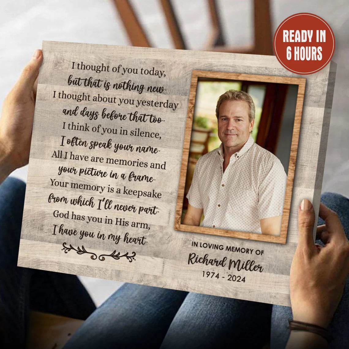 I Thought Of You Today Memorial Photo Print Personalized In Loving Memory Gift