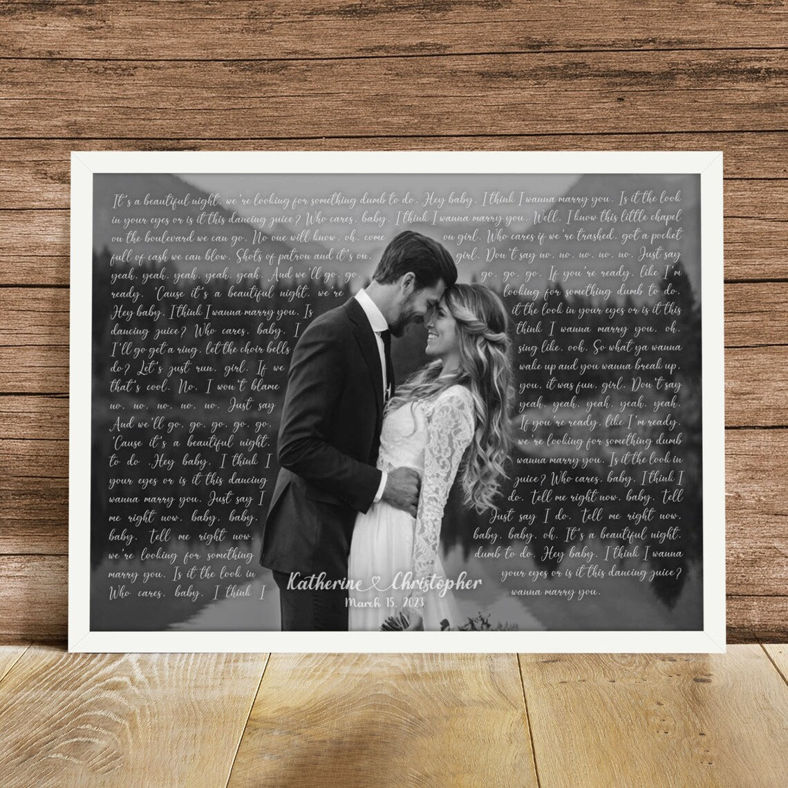 Personalized Wedding Song Lyrics Photo Print – Custom First Dance Wall Art for Couples
