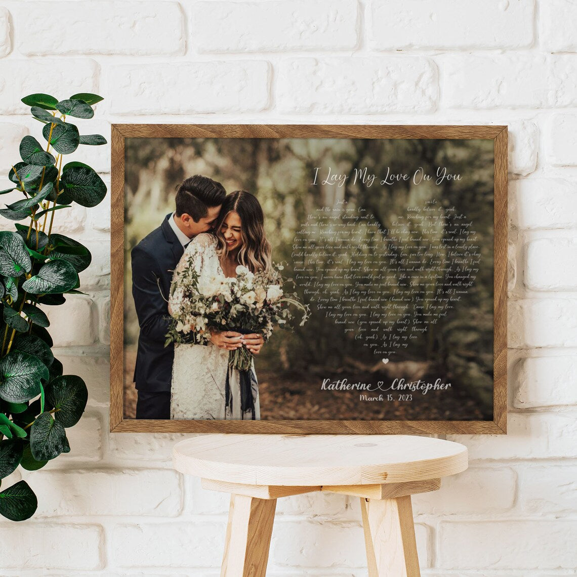 Custom Wedding Song Lyrics Wall Art with Photo – Personalized First Dance Print for Couples