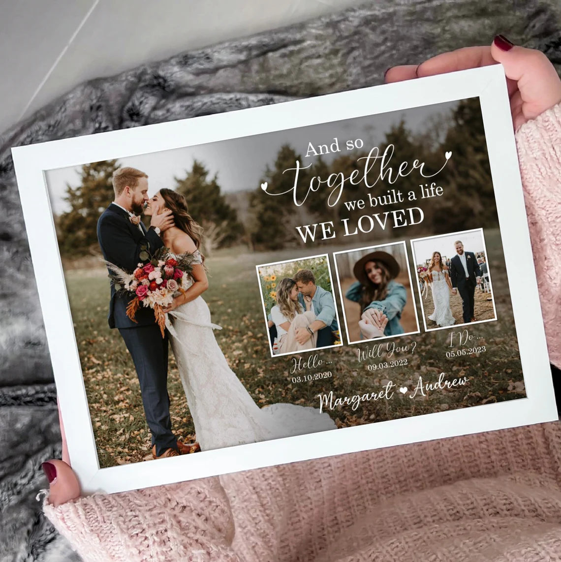 Personalized Wedding Timeline Photo Gift Custom Couple Wall Art Print