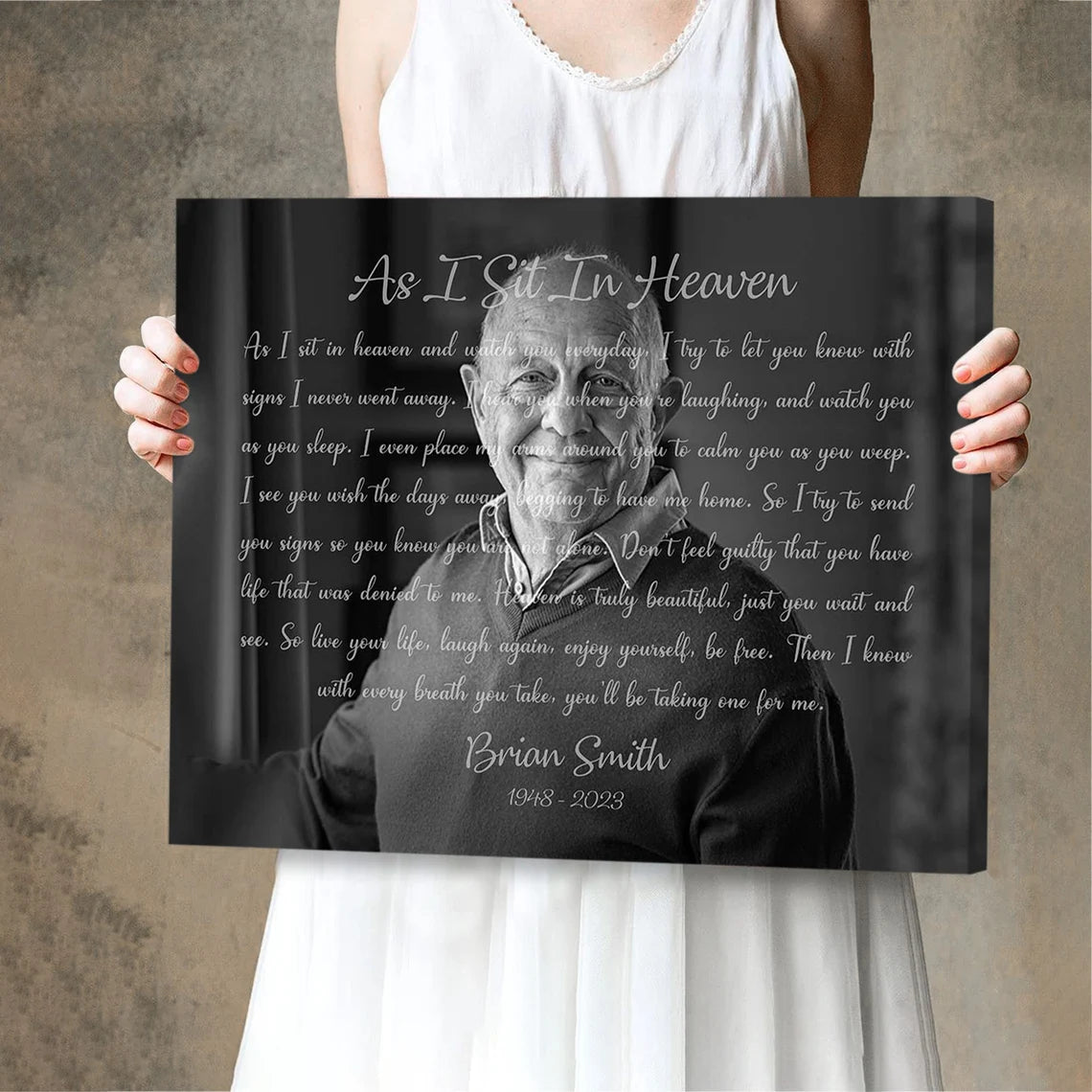As I Sit In Heaven Memorial Portrait Custom Tribute Print