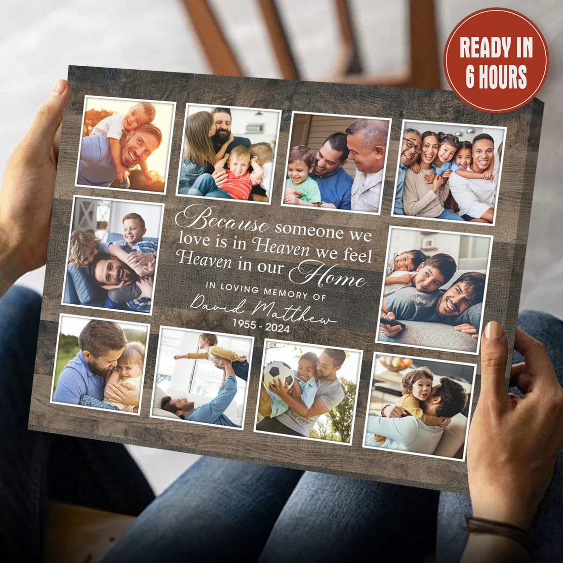 Personalized Memorial Photo Collage Wall Art Heaven in Our Home Quote