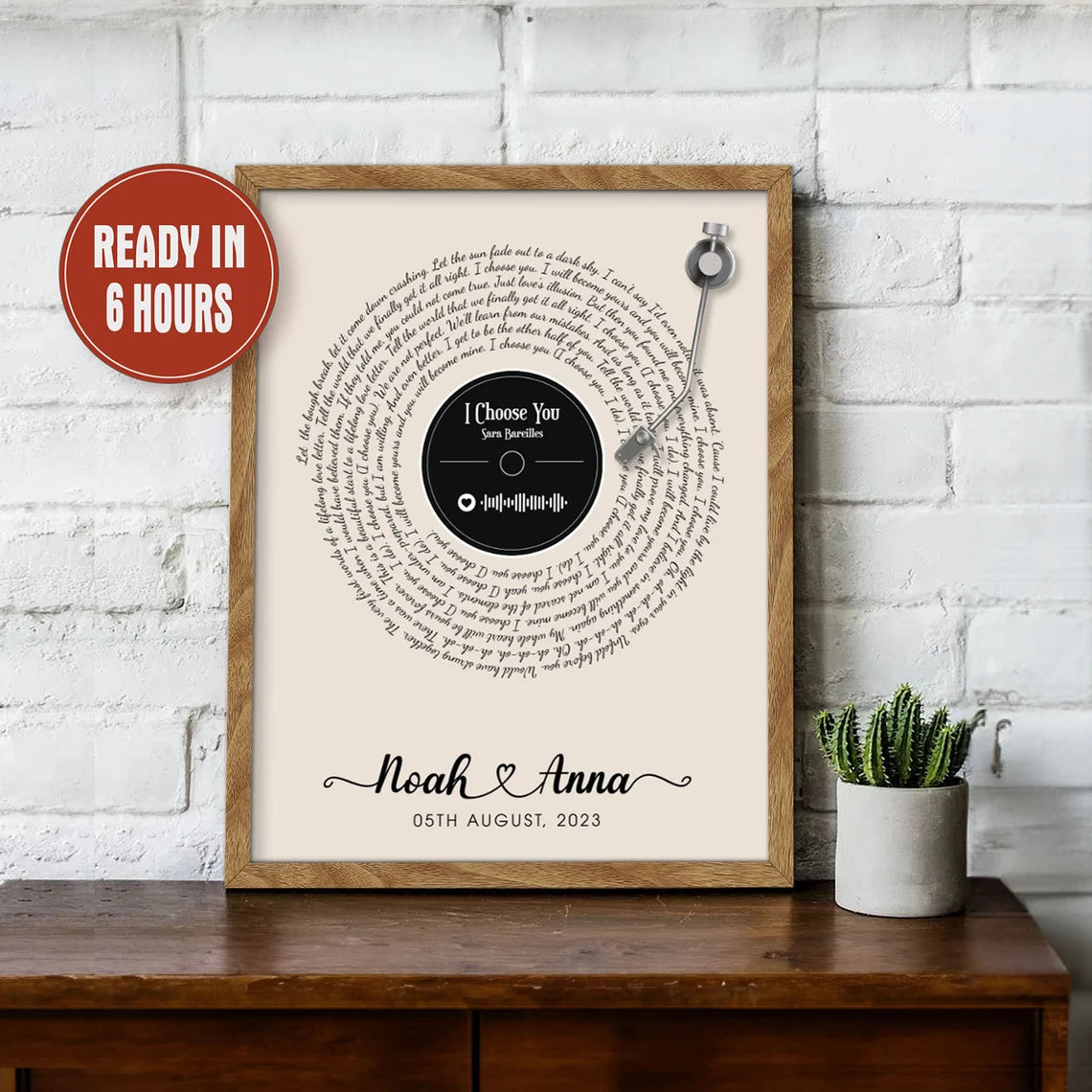 Personalized Vinyl Record Song Lyrics Wall Art Custom Couple Names Gift