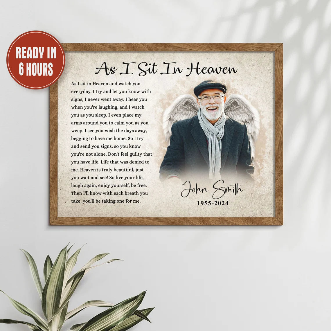 As I Sit In Heaven Custom Memorial Portrait Personalized Tribute Print