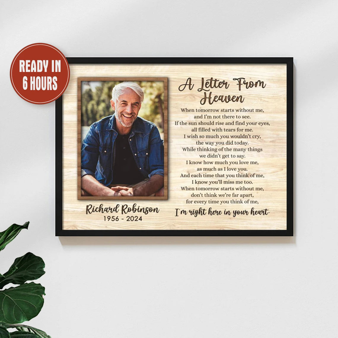 A Letter from Heaven Memorial Print Custom Vintage Tribute Photo Gift