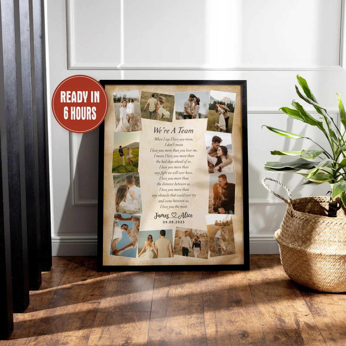We’re A Team – Personalized Couple Poem Photo Collage Wall Art