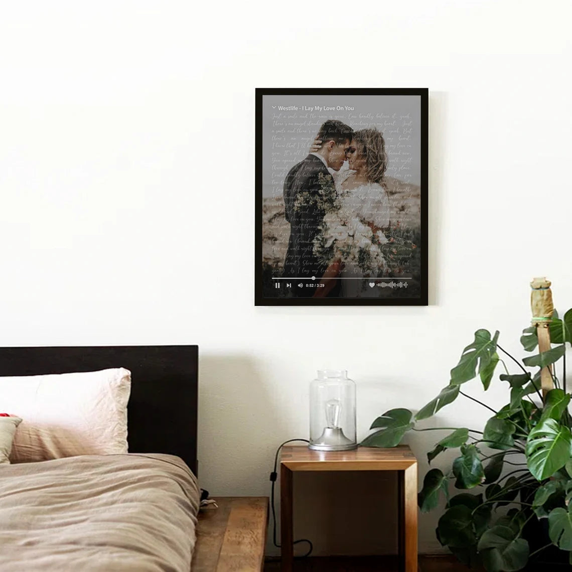 Personalized Song Lyrics Wall Art with Photo and Music Player – Custom Wedding or Anniversary Gift