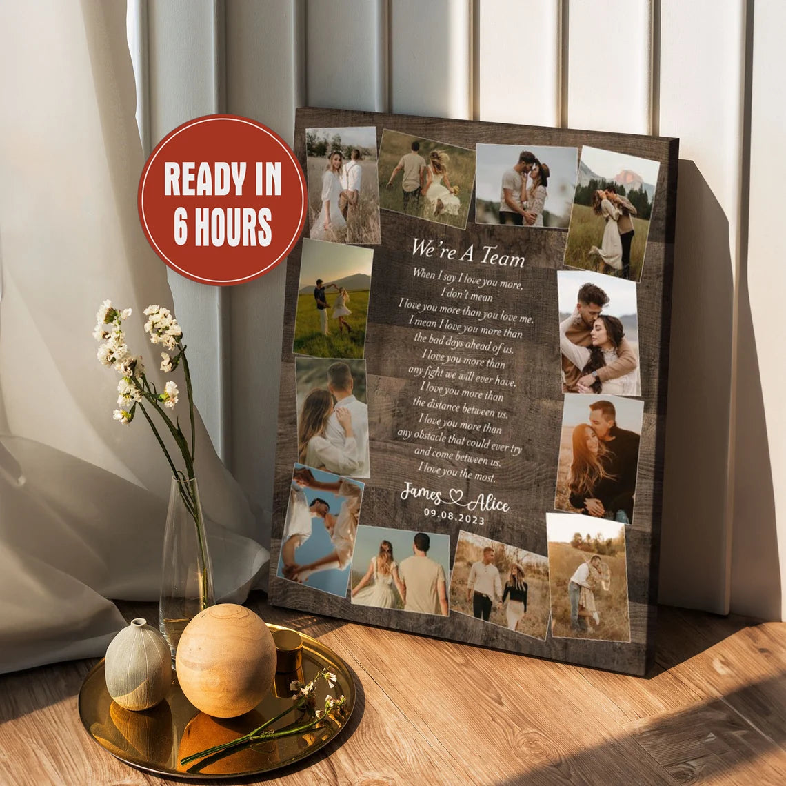 We’re A Team – Personalized Couple Poem Photo Collage Wall Art