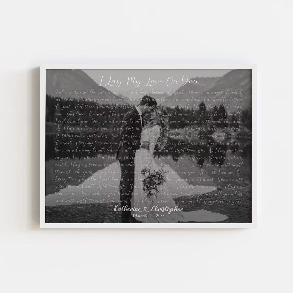 Custom Wedding Song Lyrics Wall Art with Photo – Personalized Romantic Gift for Couples