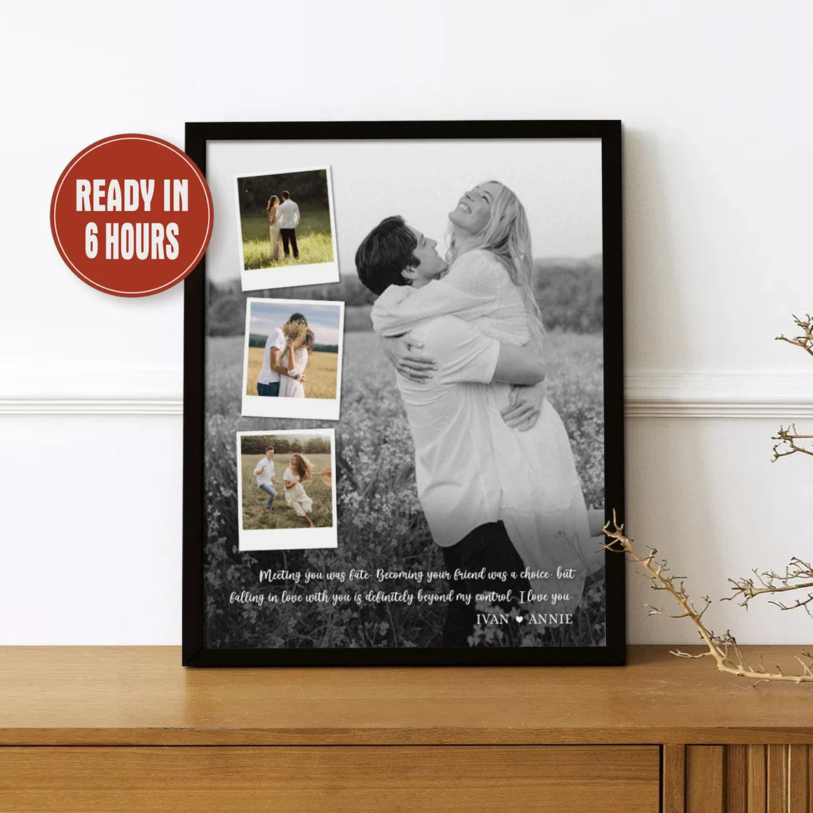 Personalized Couple Photo Collage Wall Art – Custom Love Quote Gift for Her or Him