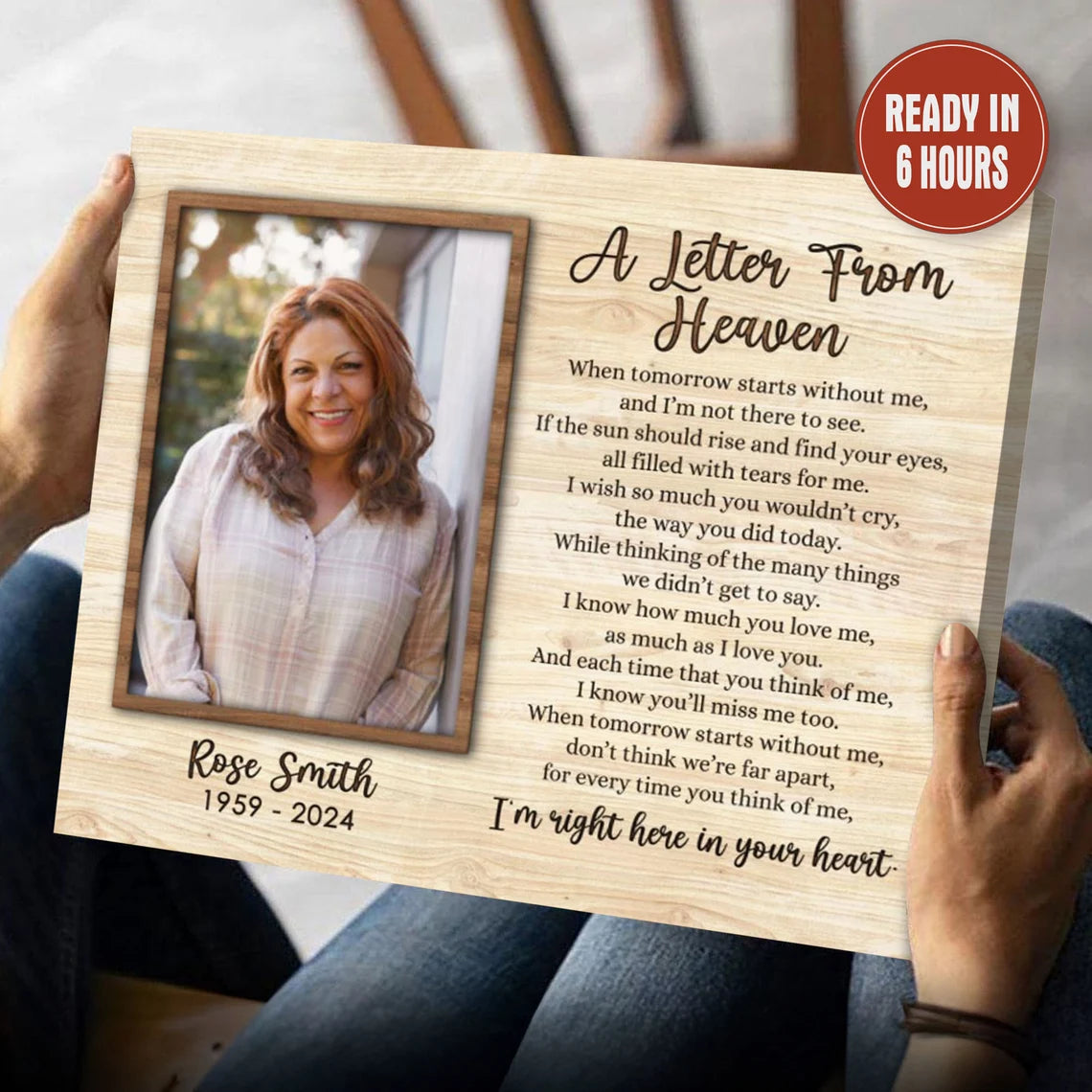 A Letter From Heaven Memorial Photo Print Personalized Sympathy Wall Art