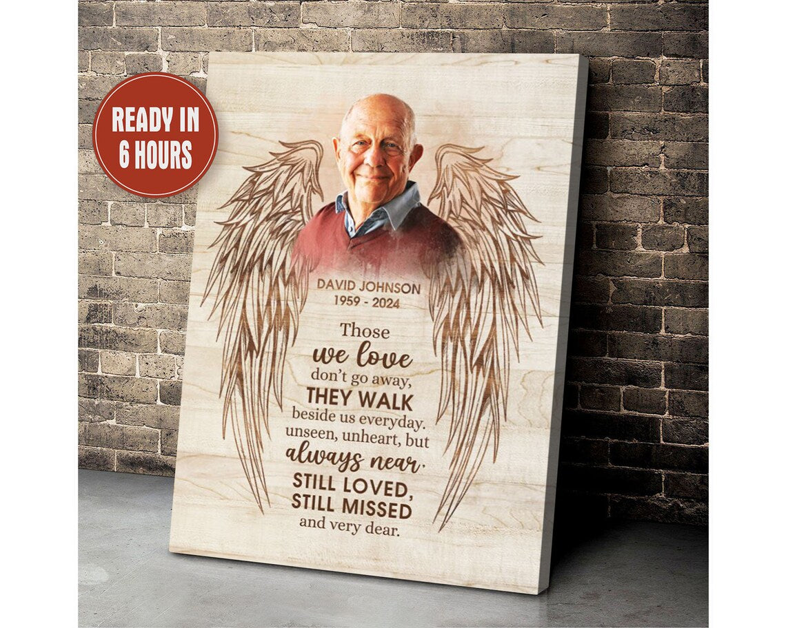 Angel Wings Memorial Wall Art Personalized Photo Print for Loss of Loved One