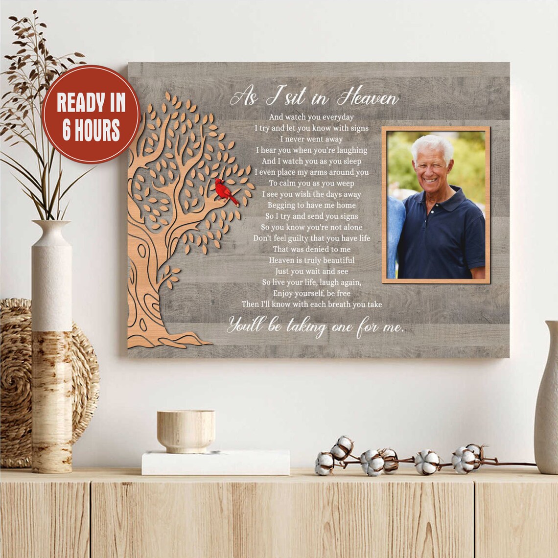 As I Sit In Heaven Memorial Print Cardinal Tree Personalized Tribute