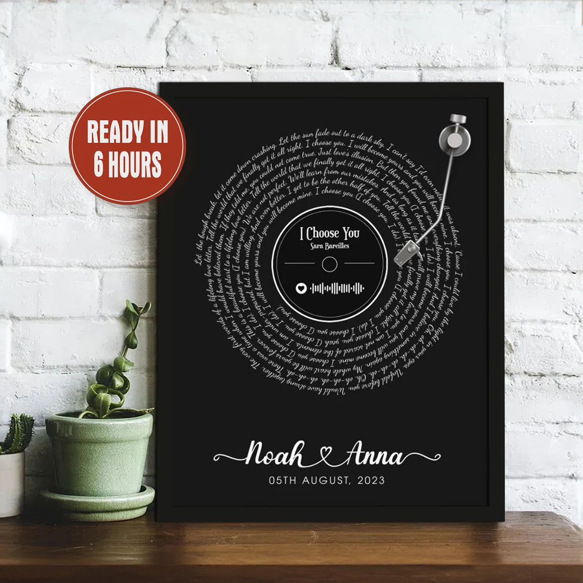 Personalized Vinyl Record Song Lyrics Wall Art Custom Couple Names Gift