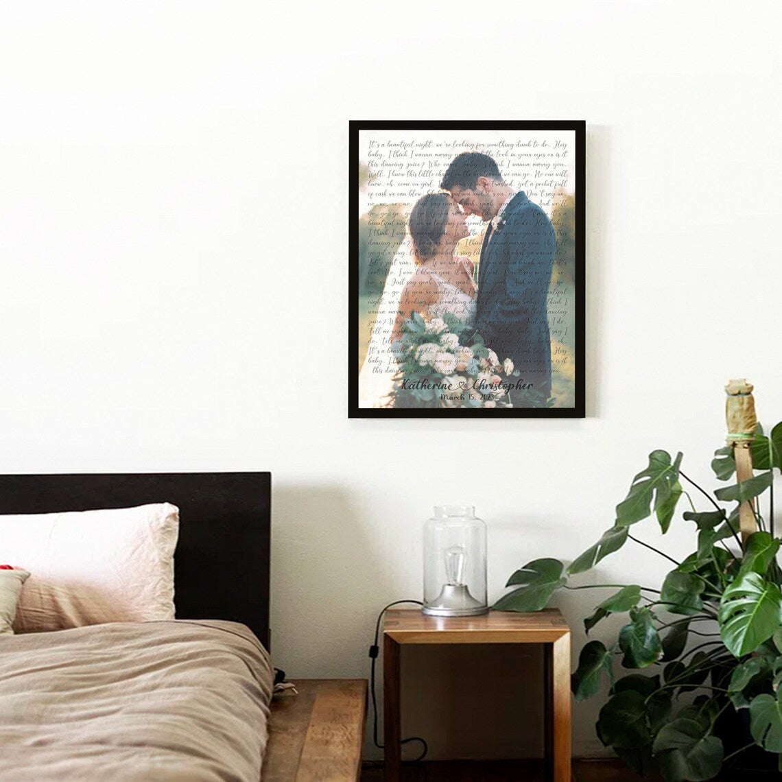 Personalized Wedding Song Lyrics Print with Photo – Custom Couple Wall Art Gift