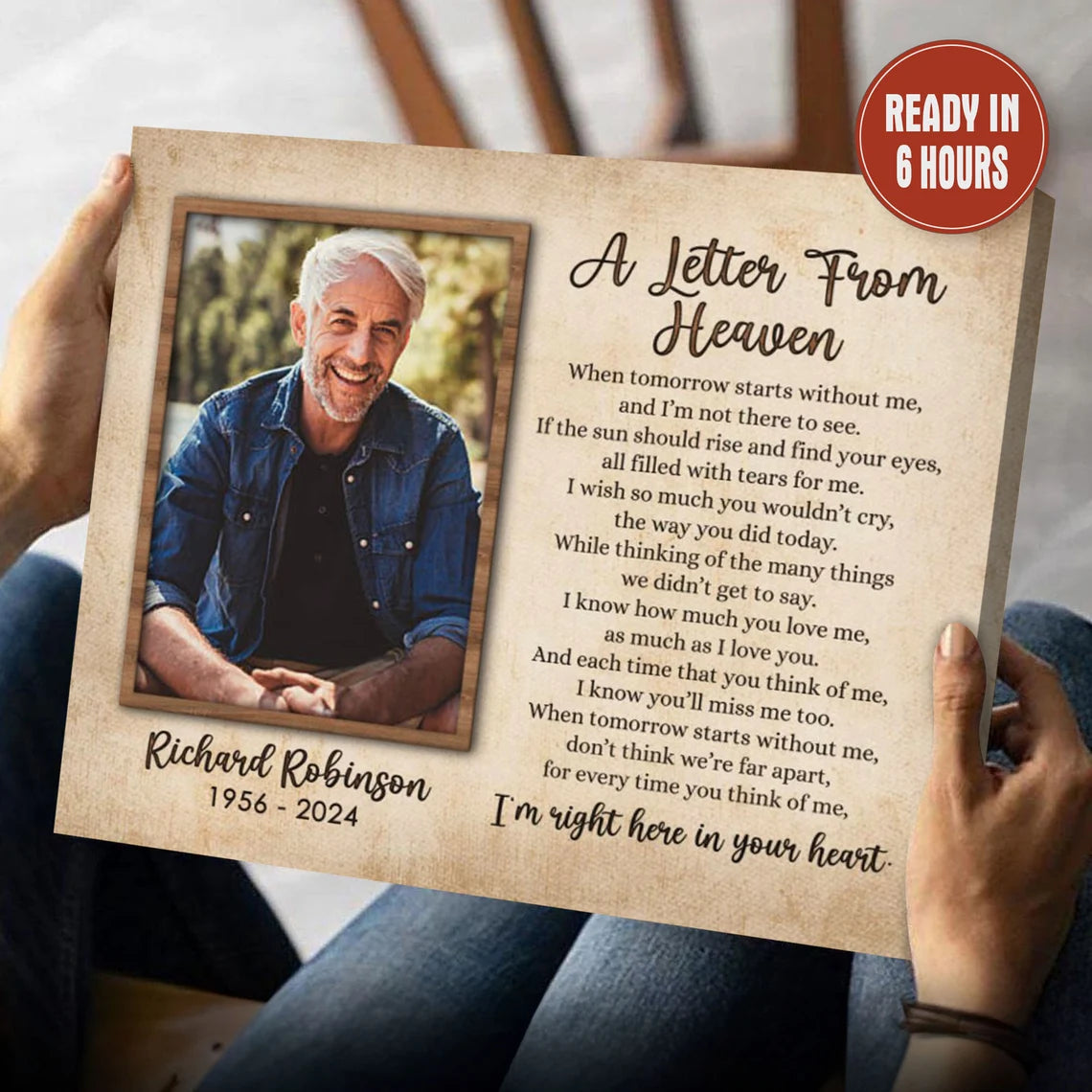 A Letter from Heaven Memorial Print Custom Vintage Tribute Photo Gift