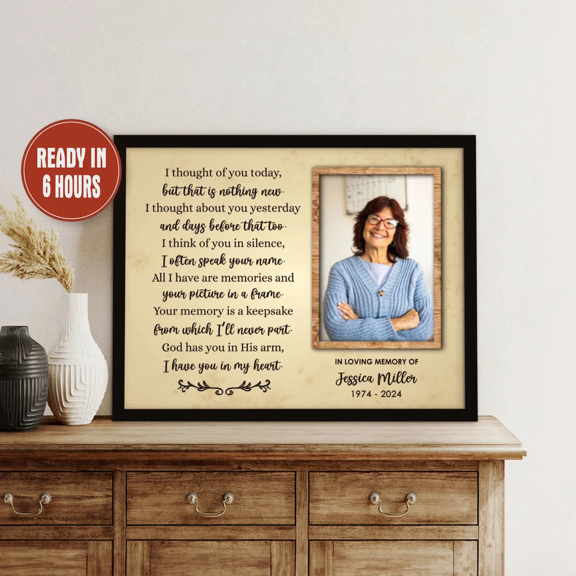 Personalized Memorial Photo Print I Thought of You Today In Loving Memory Gift